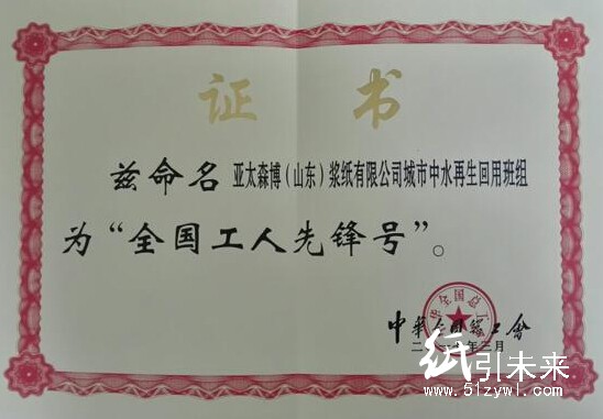 亞太森博（山東）漿紙有限公司全國(guó)工人先鋒號(hào)