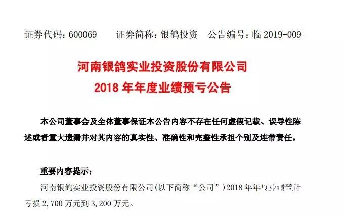 河南銀鴿發(fā)布2018年業(yè)績(jī)預(yù)告，虧損原因在于廢紙！